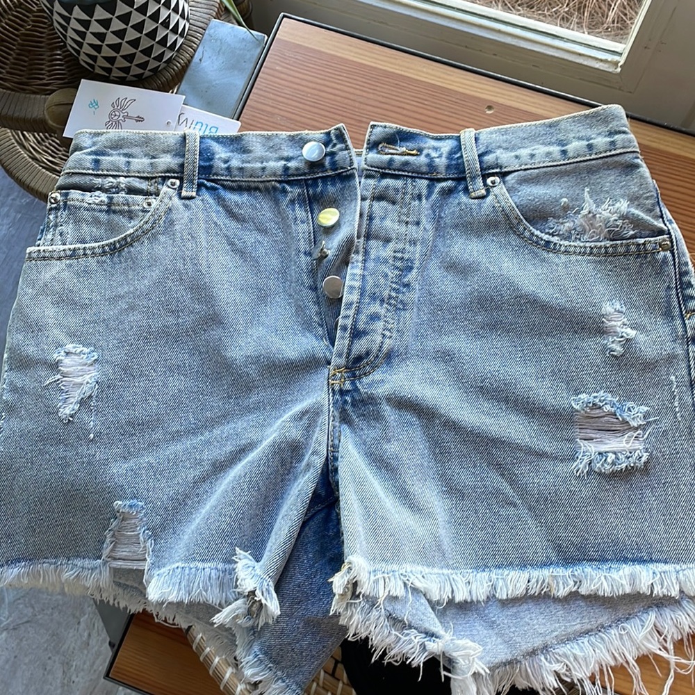 Bluivy high rise distressed new denim shorts